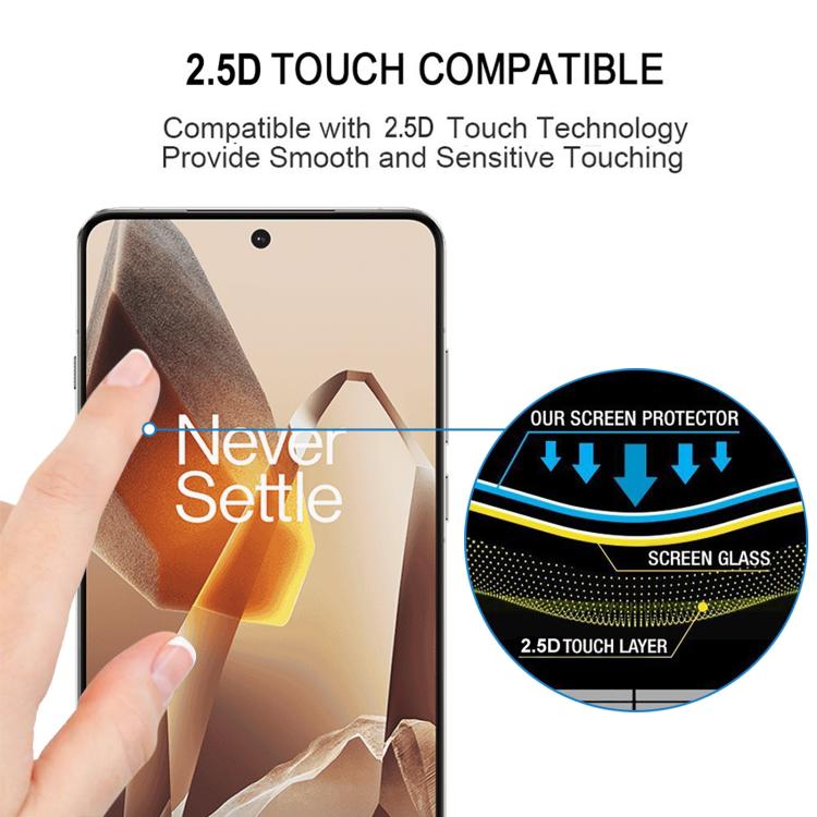 For OnePlus 13 Full Glue 9H HD 3D Curved Edge Tempered Glass Film - Black