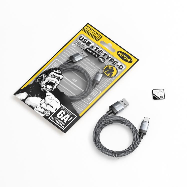WK WDC-97 Kingkong Ruike Series Braided Charging Data Cable, USB to USB-C / Type-C Port, Length: 1m - Black