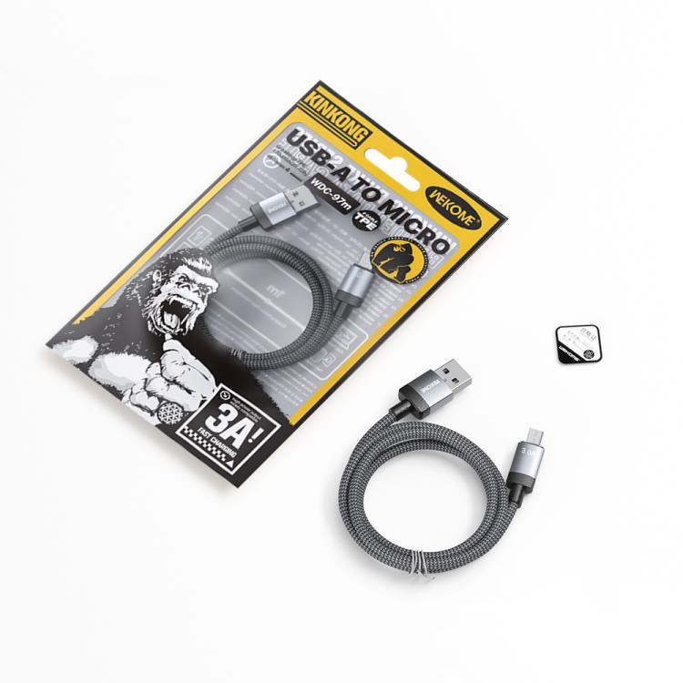 WK WDC-97 Kingkong Ruike Series Braided Charging Data Cable, USB to Micro USB Port, Length: 1m - Black