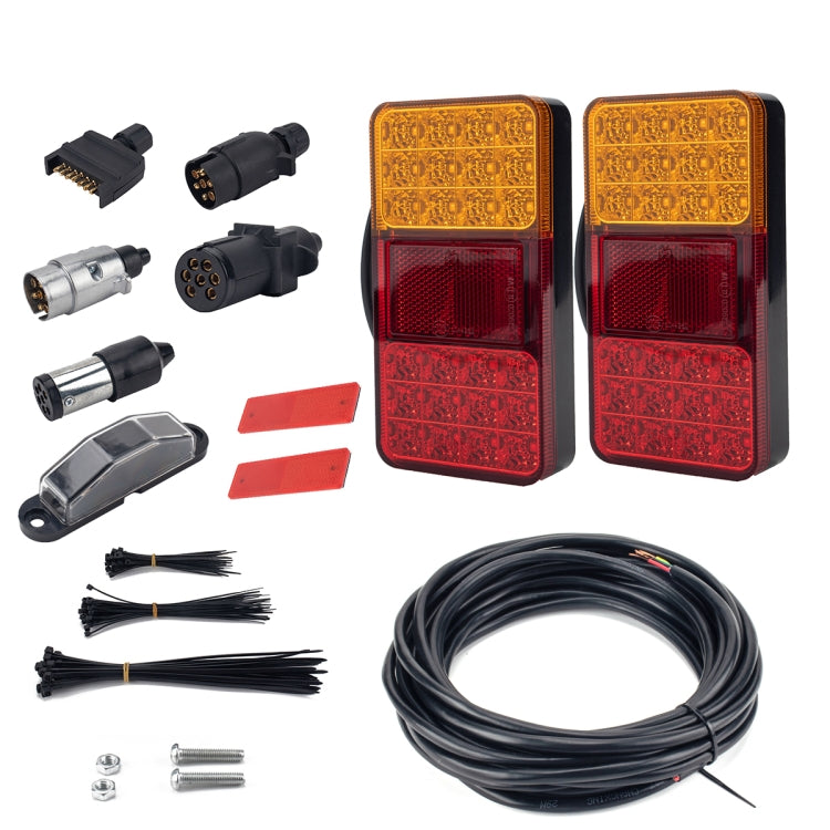 2 PCS Trailer / Truck E-type Long Strip 24LEDs Tail Light with License Plate Light Set