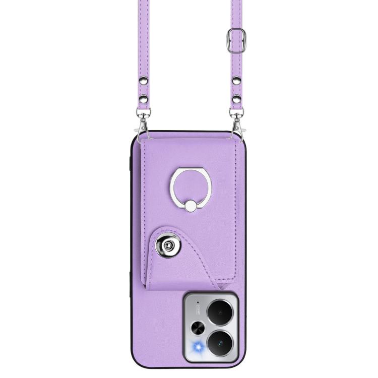 For Realme 14 / P3 5G / Neo7x Organ Card Bag Ring Holder Phone Case with Long Lanyard