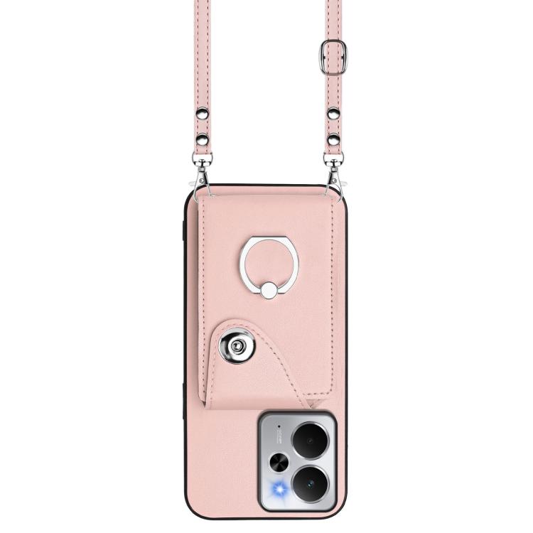 For Realme 14 / P3 5G / Neo7x Organ Card Bag Ring Holder Phone Case with Long Lanyard