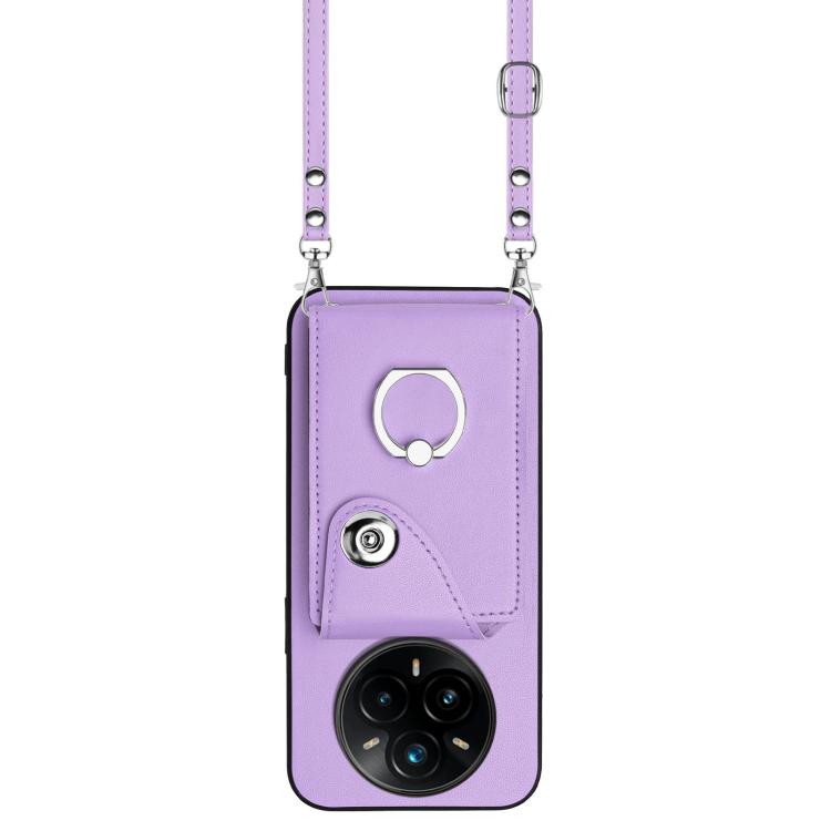 For Realme 14 Pro+ Organ Card Bag Ring Holder Phone Case with Long Lanyard