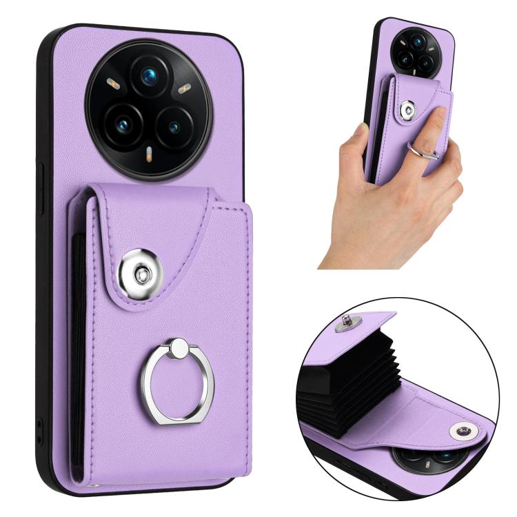 For Realme 14 Pro+ Organ Card Bag Ring Holder Phone Case with Long Lanyard