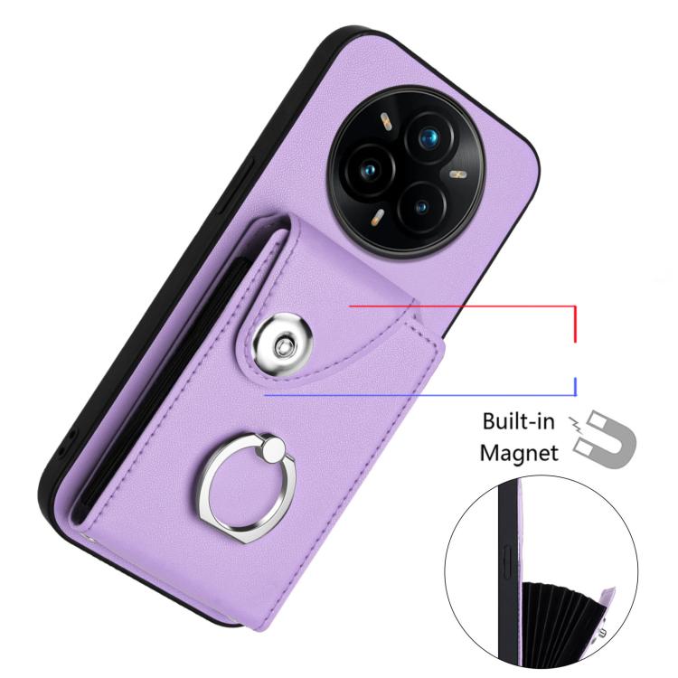 For Realme 14 Pro+ Organ Card Bag Ring Holder Phone Case with Long Lanyard