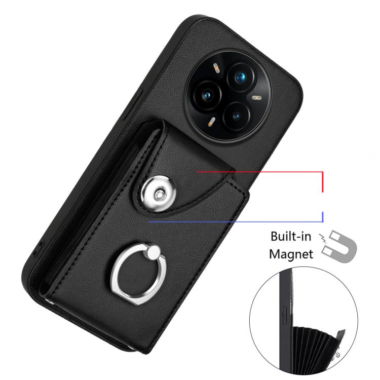 For Realme 14 Pro+ Organ Card Bag Ring Holder Phone Case with Long Lanyard