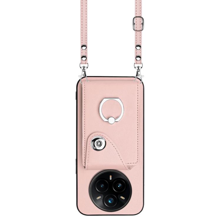 For Realme 14 Pro+ Organ Card Bag Ring Holder Phone Case with Long Lanyard