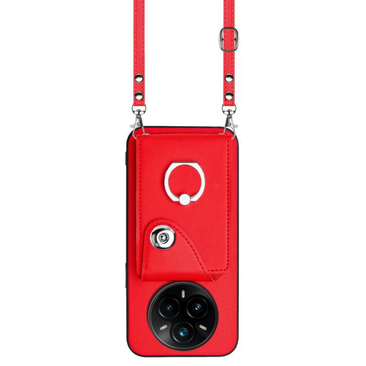 For Realme 14 Pro+ Organ Card Bag Ring Holder Phone Case with Long Lanyard