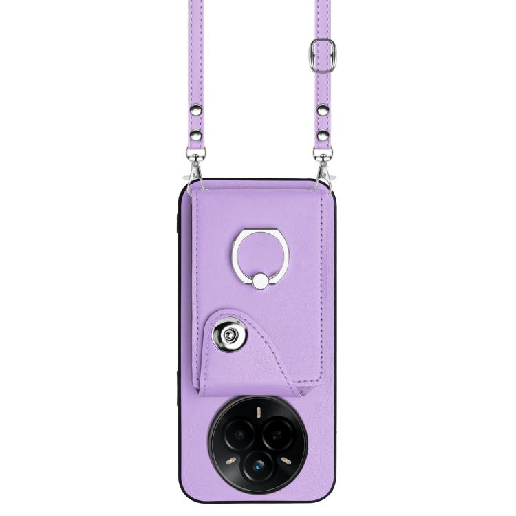 For Realme 14 Pro Organ Card Bag Ring Holder Phone Case with Long Lanyard