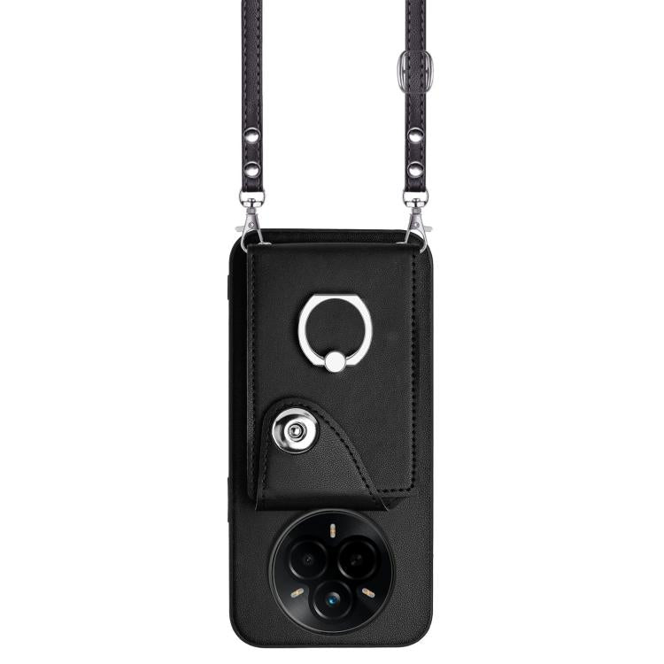 For Realme 14 Pro Organ Card Bag Ring Holder Phone Case with Long Lanyard