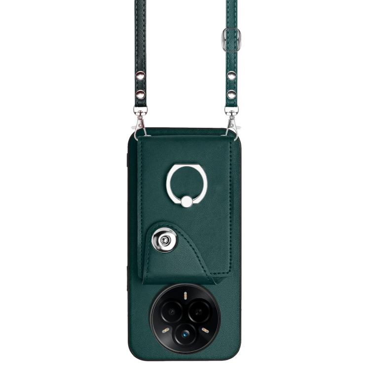 For Realme 14 Pro Organ Card Bag Ring Holder Phone Case with Long Lanyard