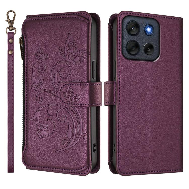 For Motorola Moto G56 5G Butterfly Love Flower Multi-card Zipper Wallet Leather Phone Case