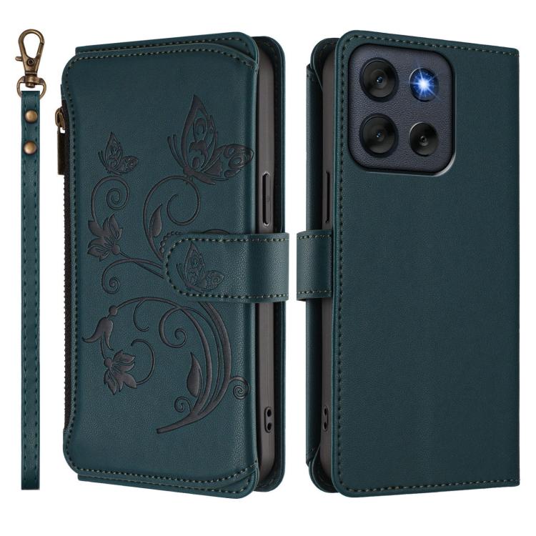 For Motorola Moto G56 5G Butterfly Love Flower Multi-card Zipper Wallet Leather Phone Case