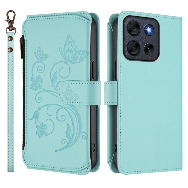 For Motorola Moto G56 5G Butterfly Love Flower Multi-card Zipper Wallet Leather Phone Case