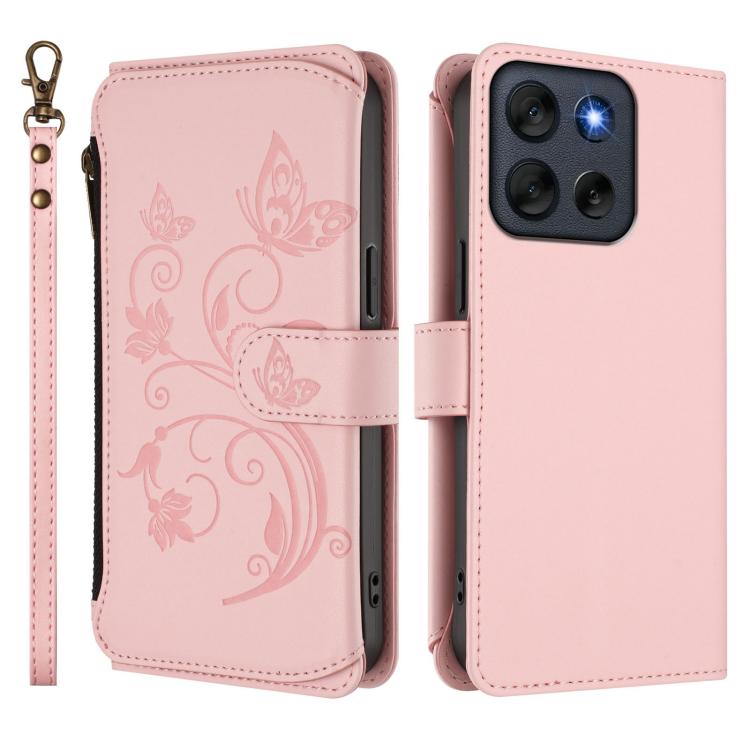 For Motorola Moto G56 5G Butterfly Love Flower Multi-card Zipper Wallet Leather Phone Case