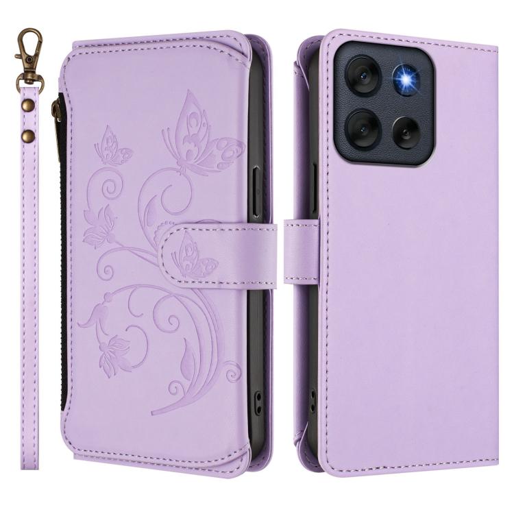 For Motorola Moto G56 5G Butterfly Love Flower Multi-card Zipper Wallet Leather Phone Case