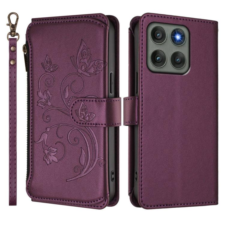 For Motorola Edge 60 Pro Butterfly Love Flower Multi-card Zipper Wallet Leather Phone Case
