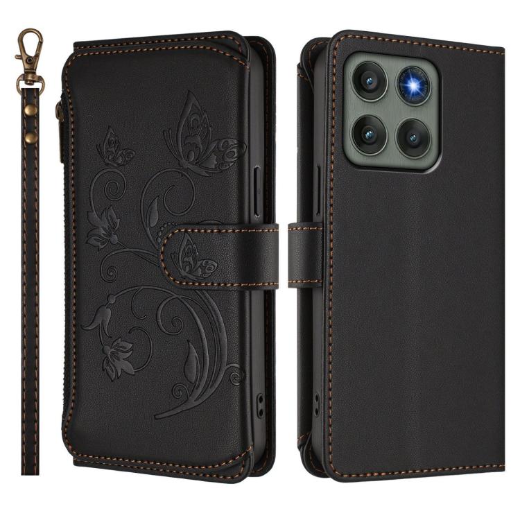 For Motorola Edge 60 Pro Butterfly Love Flower Multi-card Zipper Wallet Leather Phone Case