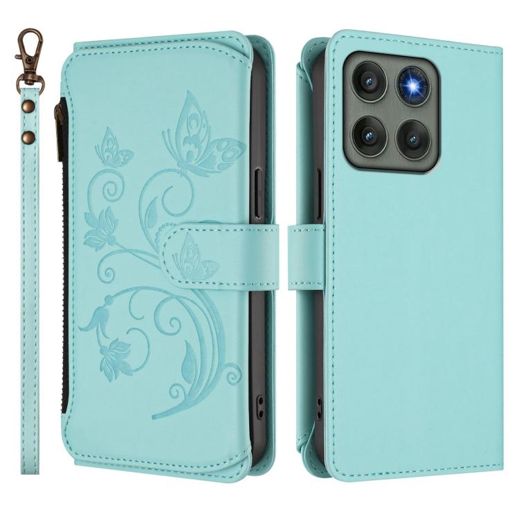 For Motorola Edge 60 Pro Butterfly Love Flower Multi-card Zipper Wallet Leather Phone Case