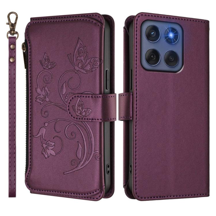 For Motorola Edge 60 Fusion 5G Butterfly Love Flower Multi-card Zipper Wallet Leather Phone Case