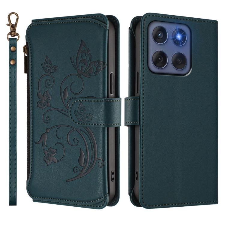 For Motorola Edge 60 Fusion 5G Butterfly Love Flower Multi-card Zipper Wallet Leather Phone Case