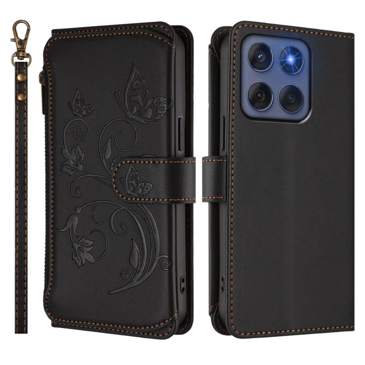For Motorola Edge 60 Fusion 5G Butterfly Love Flower Multi-card Zipper Wallet Leather Phone Case