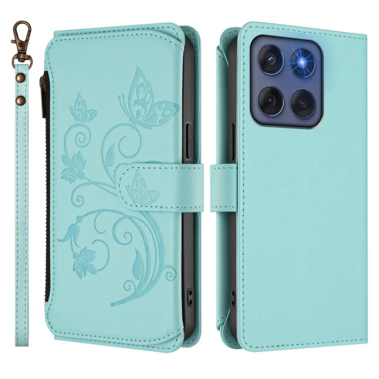 For Motorola Edge 60 Fusion 5G Butterfly Love Flower Multi-card Zipper Wallet Leather Phone Case