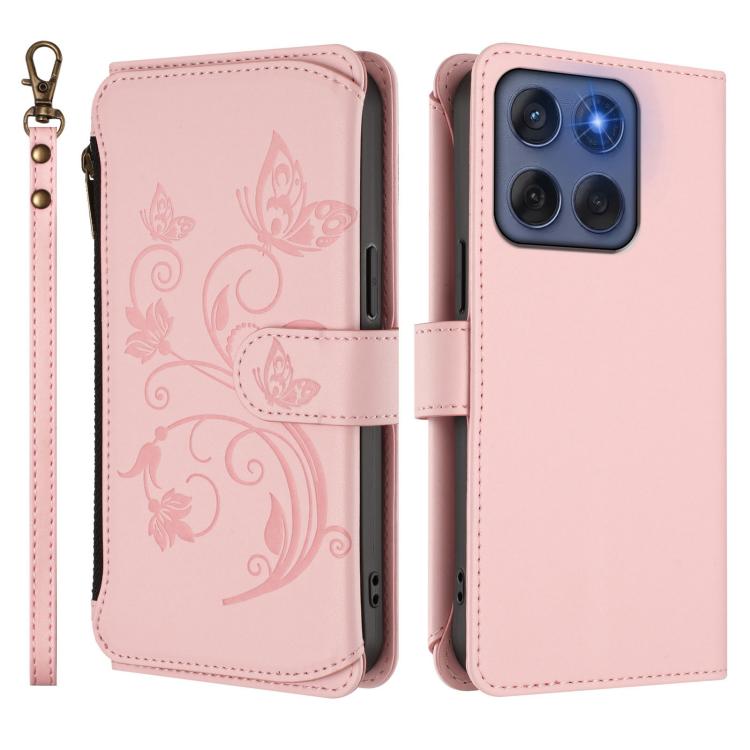 For Motorola Edge 60 Fusion 5G Butterfly Love Flower Multi-card Zipper Wallet Leather Phone Case