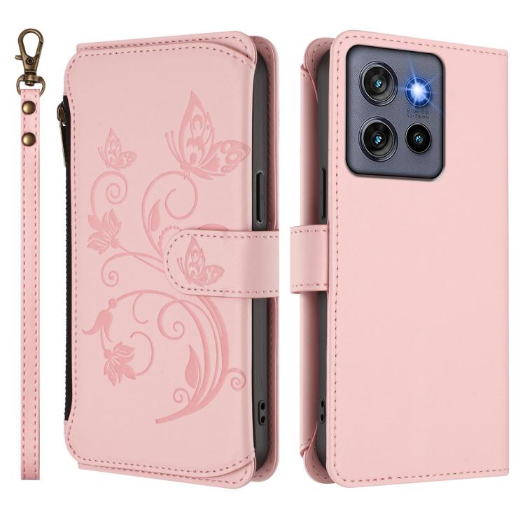 For Motorola Moto G Stylus 5G 2025 Butterfly Love Flower Multi-card Zipper Wallet Leather Phone Case