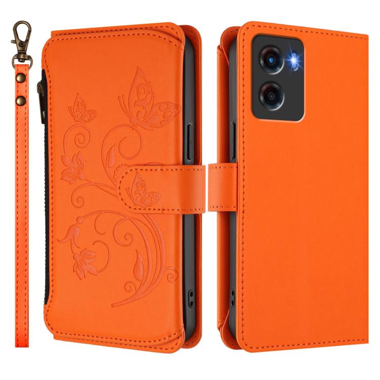 For Motorola Moto E15 / G05 Butterfly Love Flower Multi-card Zipper Wallet Leather Phone Case