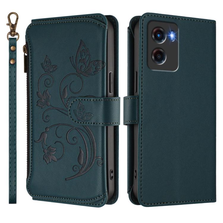 For Motorola Moto E15 / G05 Butterfly Love Flower Multi-card Zipper Wallet Leather Phone Case