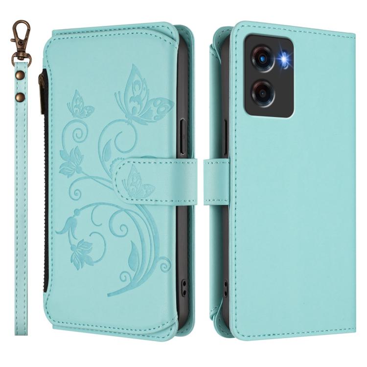 For Motorola Moto E15 / G05 Butterfly Love Flower Multi-card Zipper Wallet Leather Phone Case