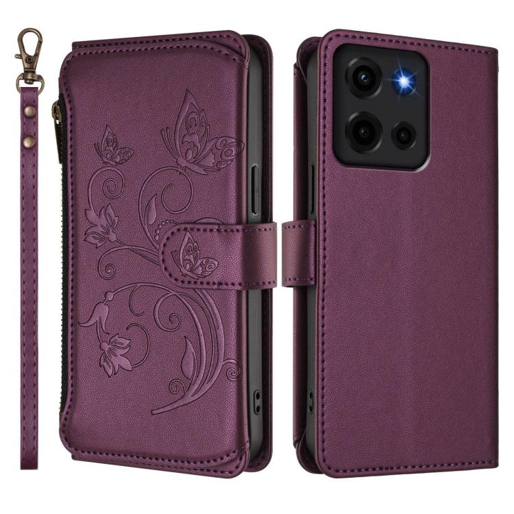 For Motorola Moto G 5G 2025 Butterfly Love Flower Multi-card Zipper Wallet Leather Phone Case
