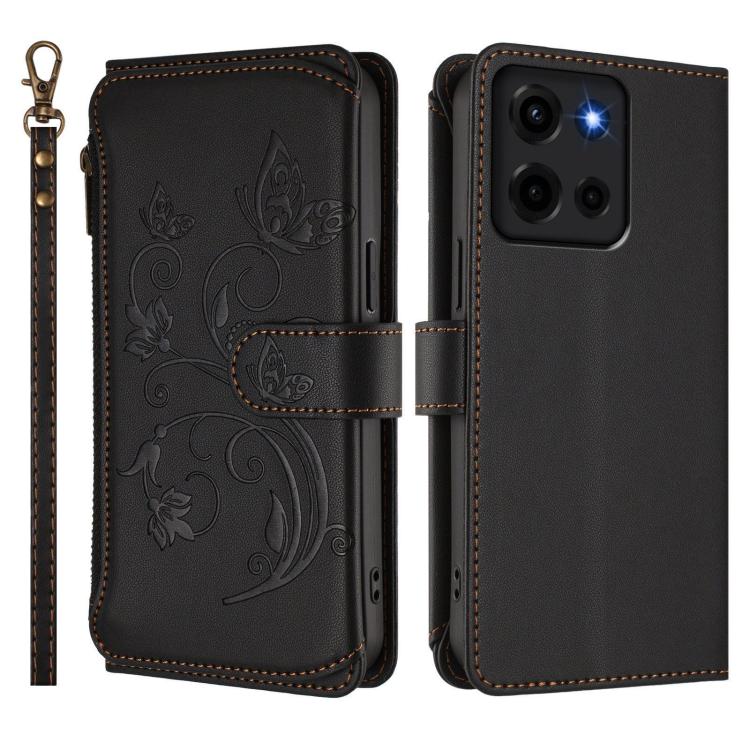 For Motorola Moto G 5G 2025 Butterfly Love Flower Multi-card Zipper Wallet Leather Phone Case
