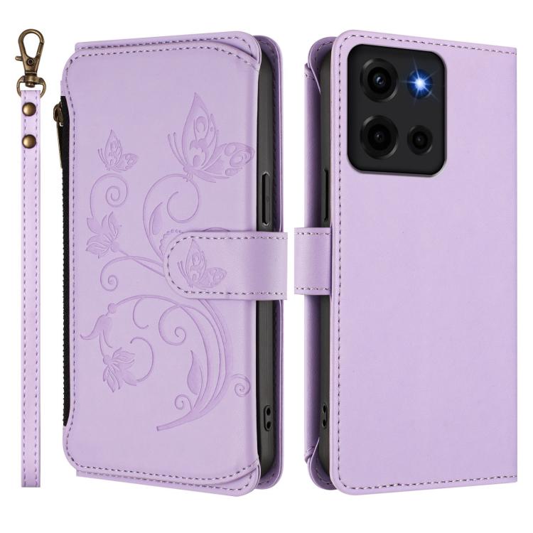 For Motorola Moto G 5G 2025 Butterfly Love Flower Multi-card Zipper Wallet Leather Phone Case