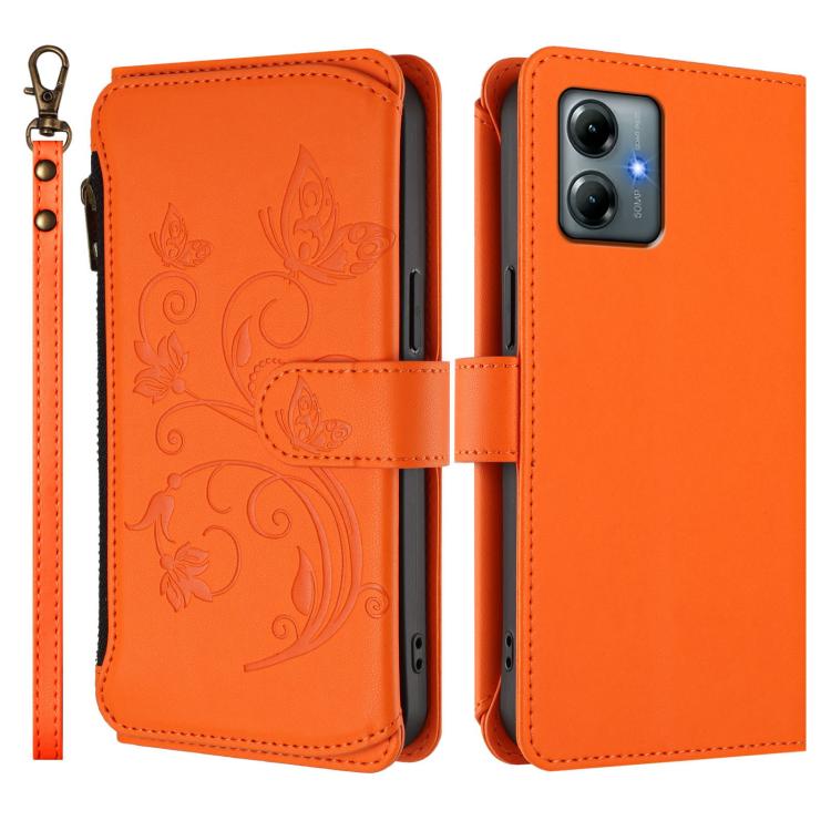 For Motorola Moto G Play 2025 Butterfly Love Flower Multi-card Zipper Wallet Leather Phone Case