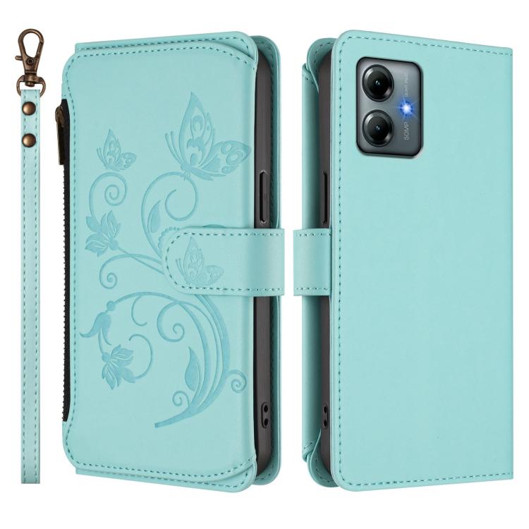 For Motorola Moto G Play 2025 Butterfly Love Flower Multi-card Zipper Wallet Leather Phone Case