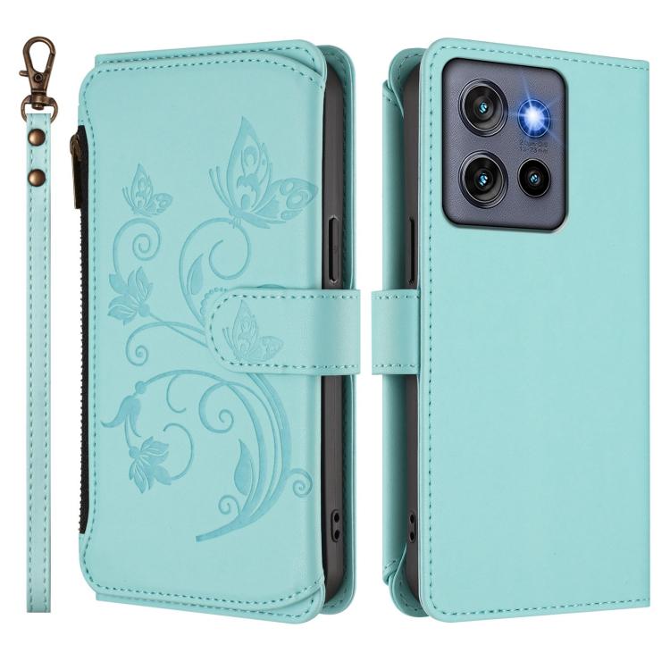 For Motorola Edge 50 Neo 5G Global Butterfly Love Flower Multi-card Zipper Wallet Leather Phone Case