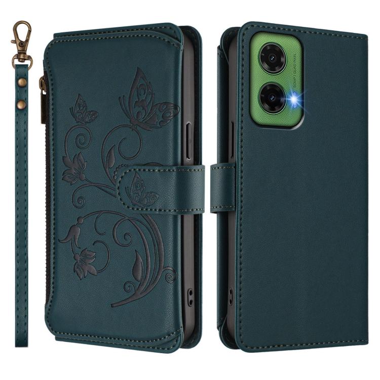 For Motorola Moto G35 5G Butterfly Love Flower Multi-card Zipper Wallet Leather Phone Case