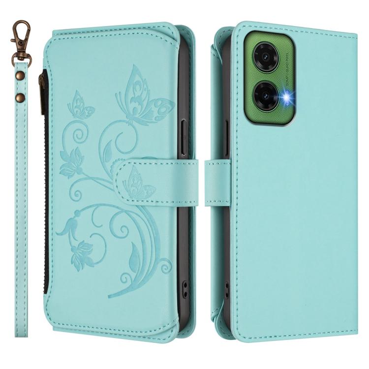 For Motorola Moto G35 5G Butterfly Love Flower Multi-card Zipper Wallet Leather Phone Case