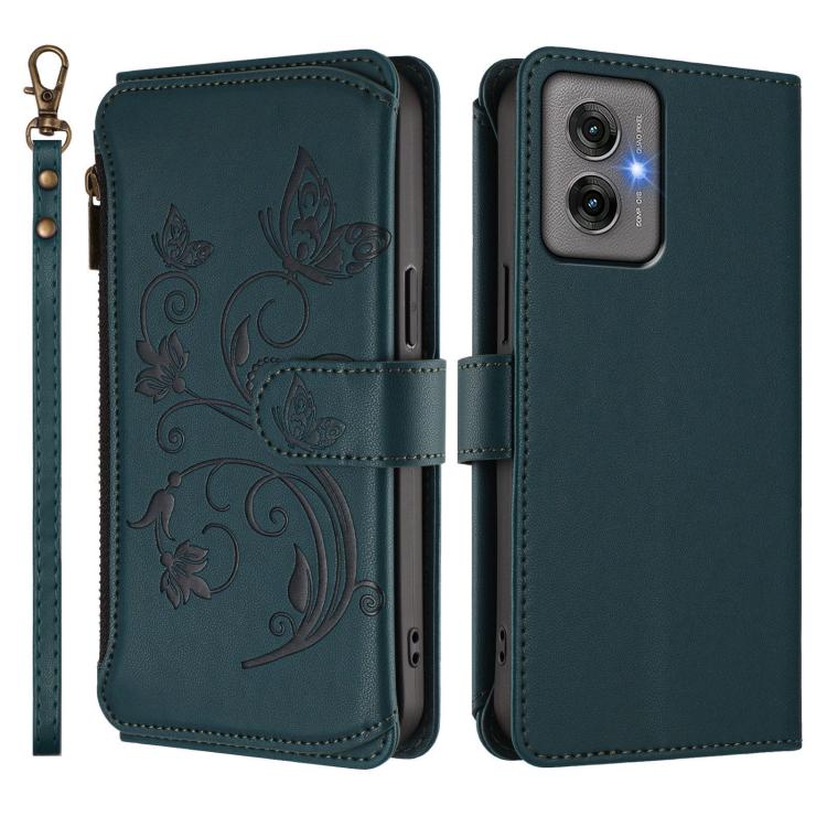 For Motorola Moto G55 5G Butterfly Love Flower Multi-card Zipper Wallet Leather Phone Case