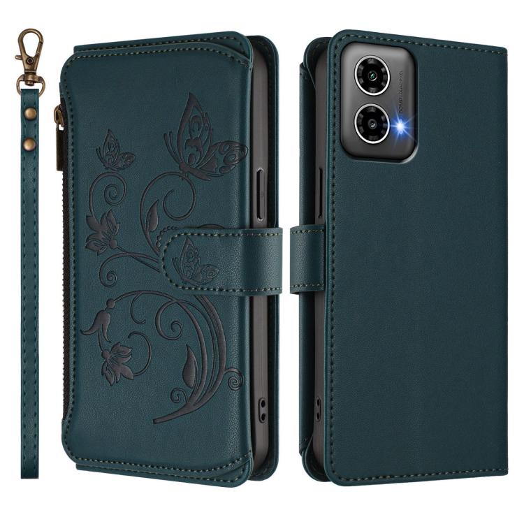 For Motorola Moto G34 5G / G45 5G Butterfly Love Flower Multi-card Zipper Wallet Leather Phone Case