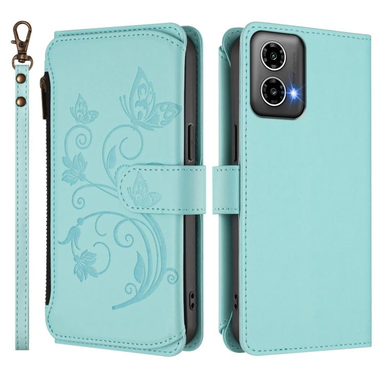 For Motorola Moto G34 5G / G45 5G Butterfly Love Flower Multi-card Zipper Wallet Leather Phone Case