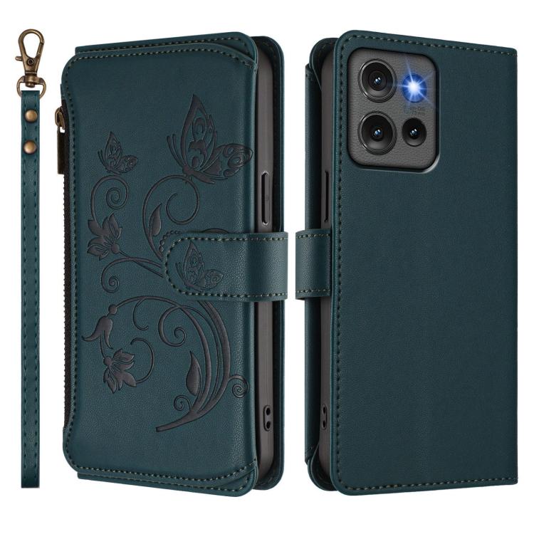 For Motorola Edge 50 5G Global Butterfly Love Flower Multi-card Zipper Wallet Leather Phone Case