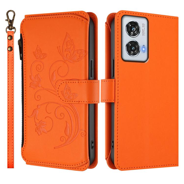 For Motorola Edge 50 Fusion 5G Global Butterfly Love Flower Multi-card Zipper Wallet Leather Phone Case