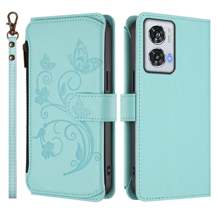 For Motorola Edge 50 Fusion 5G Global Butterfly Love Flower Multi-card Zipper Wallet Leather Phone Case