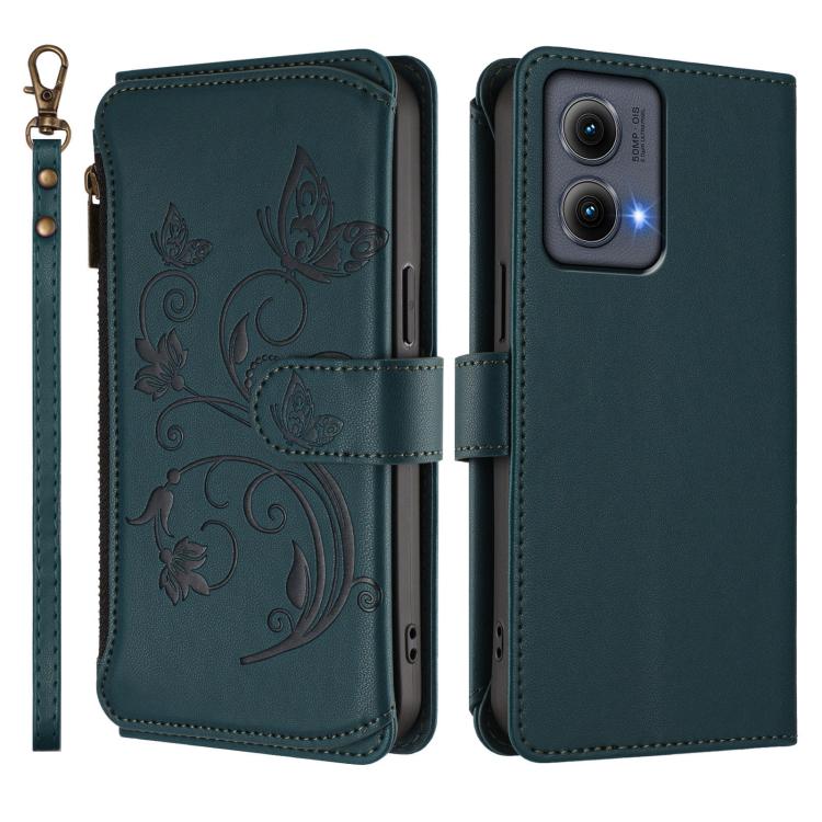 For Motorola Edge 5G 2024 Curved Global Butterfly Love Flower Multi-card Zipper Wallet Leather Phone Case