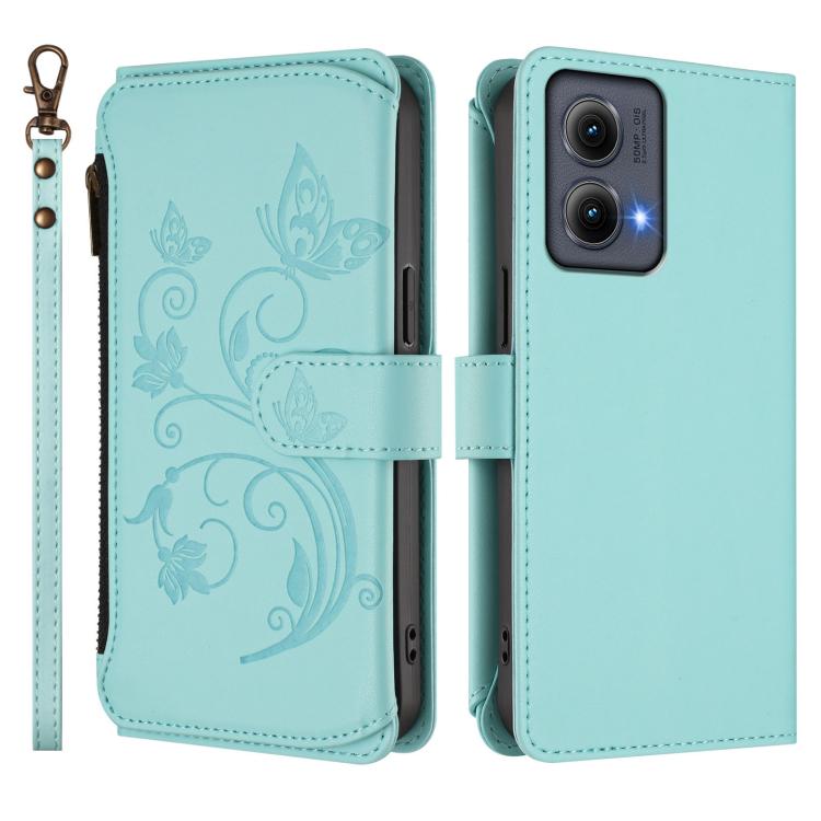 For Motorola Edge 5G 2024 Curved Global Butterfly Love Flower Multi-card Zipper Wallet Leather Phone Case