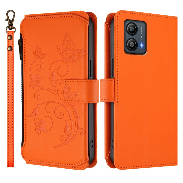 For Motorola Moto G53 5G / G13 4G Butterfly Love Flower Multi-card Zipper Wallet Leather Phone Case