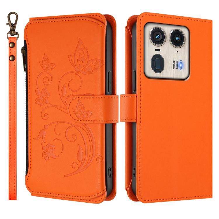 For Motorola Edge 50 Ultra Global Butterfly Love Flower Multi-card Zipper Wallet Leather Phone Case
